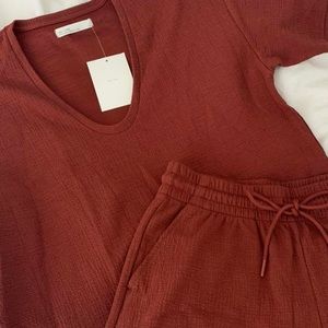 Oak + Fort - Knit Pyjamas Set in Rosewood